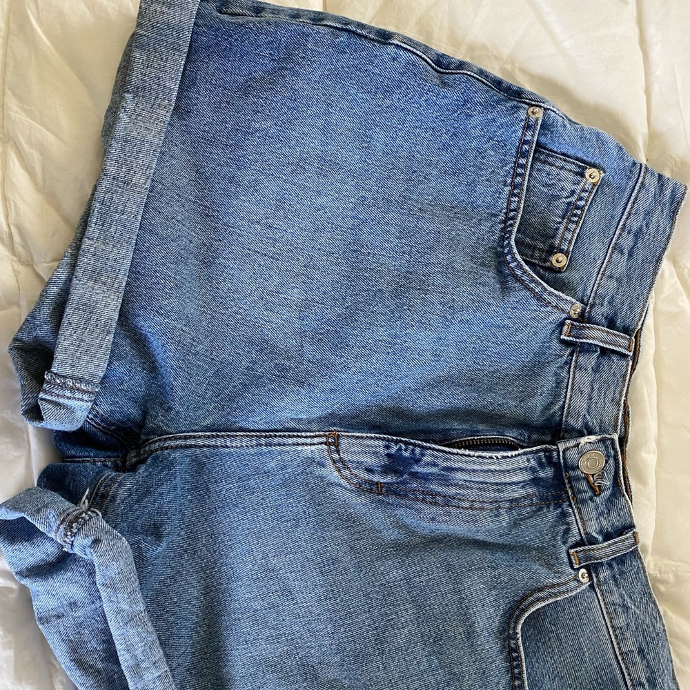 Denim high rise mom shorts